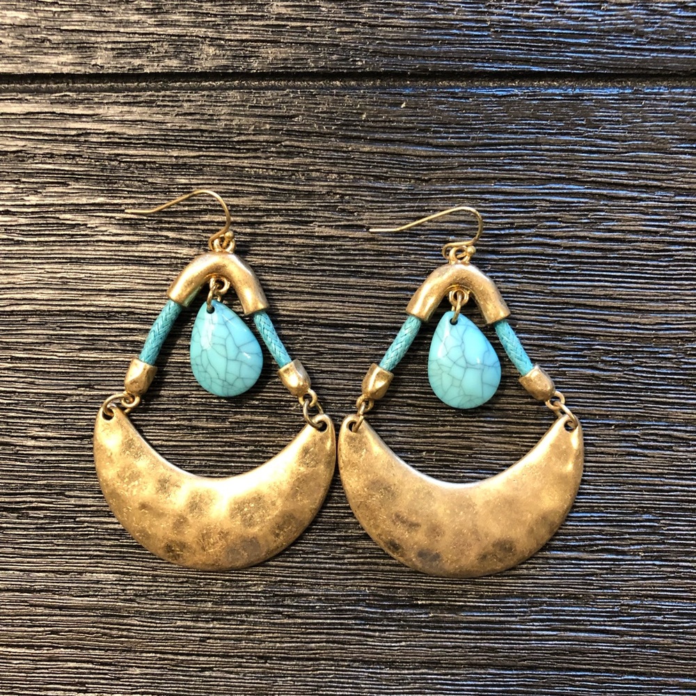 Turquoise and gold earrings